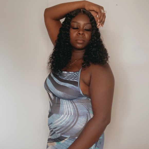 Pattern maxi dress -blue -S,M,L - Picture 5 of 7